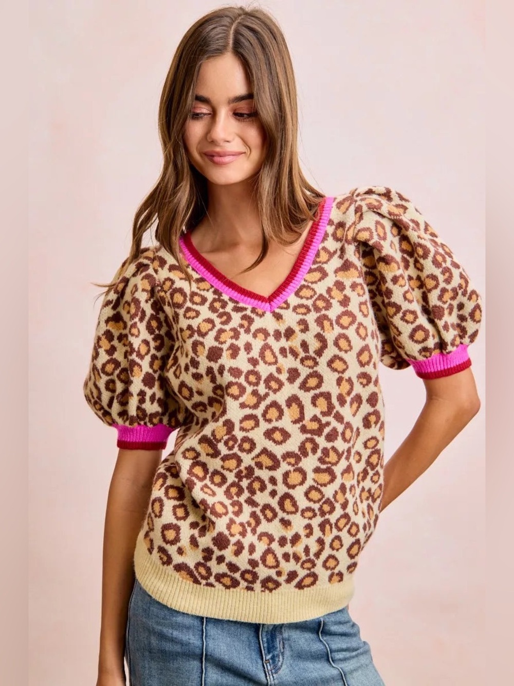 NWT Trendy Leopard/Pink Top - Picture 2 of 7